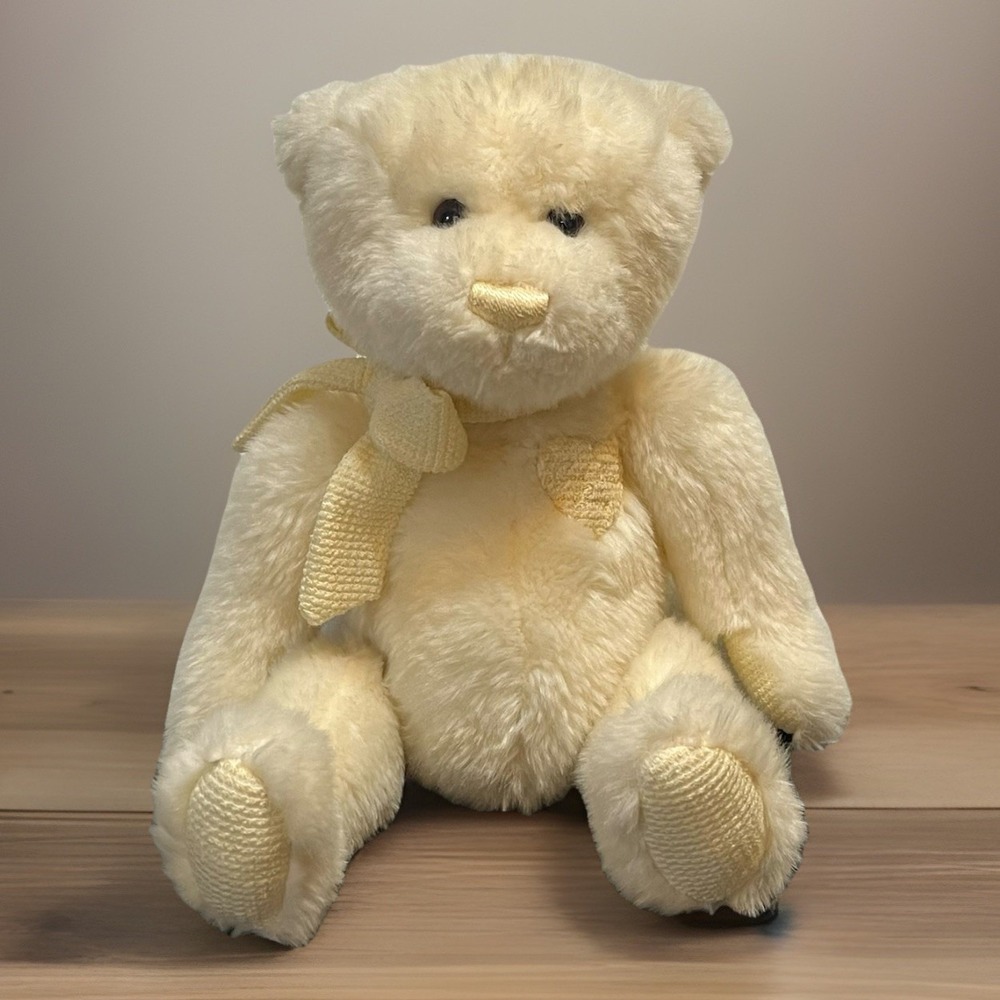 Baby Gund Bear Cream God Bless 15" Plush Heart Embroidery Ivory Lovey #5838
